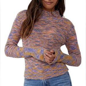 Free People (NWT) Blair Spacedye pullover light weight mock neck sweater